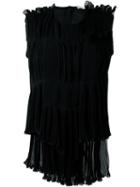 Sonia Rykiel Pleated Sleeveless Top, Women's, Size: 38, Black, Polyester/acetate/viscose