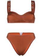 Ack Ana Due Grommet Bikini - Brown