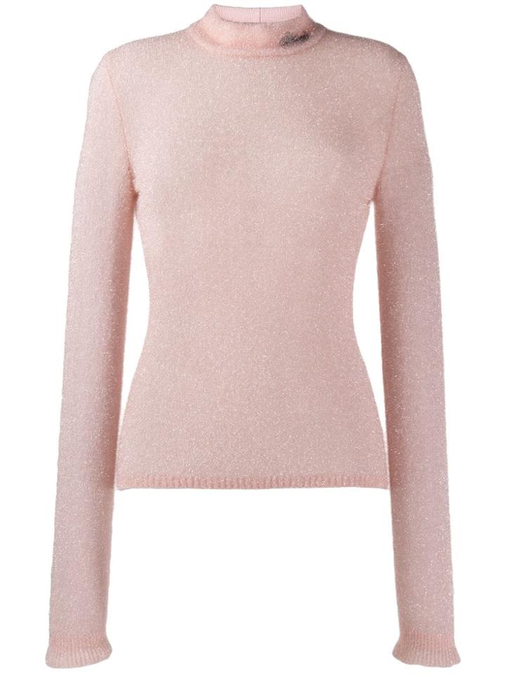 Philosophy Di Lorenzo Serafini Textured Round Neck Sweater - Pink