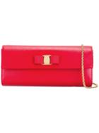 Salvatore Ferragamo Vara Bow Cosmetic Bag, Women's, Red, Calf Leather