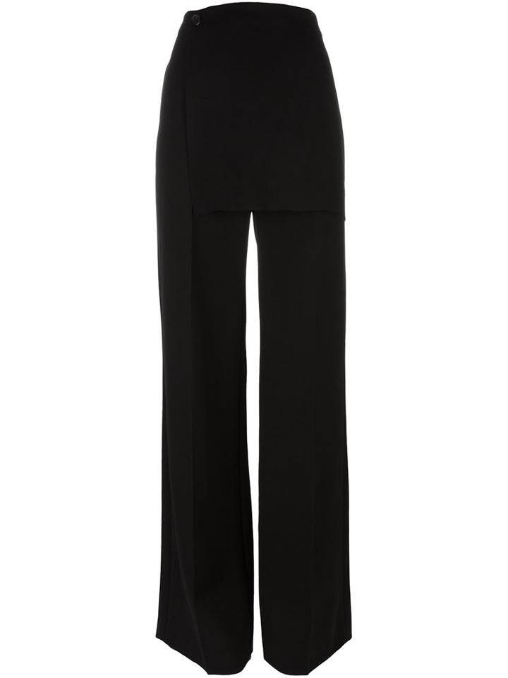 Yang Li Asymmetric Overlay Palazzo Pants, Women's, Size: 42, Black, Virgin Wool/viscose