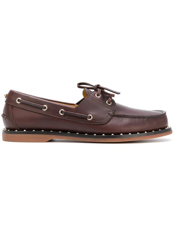 Valentino Rockstud Derby Shoes - Brown