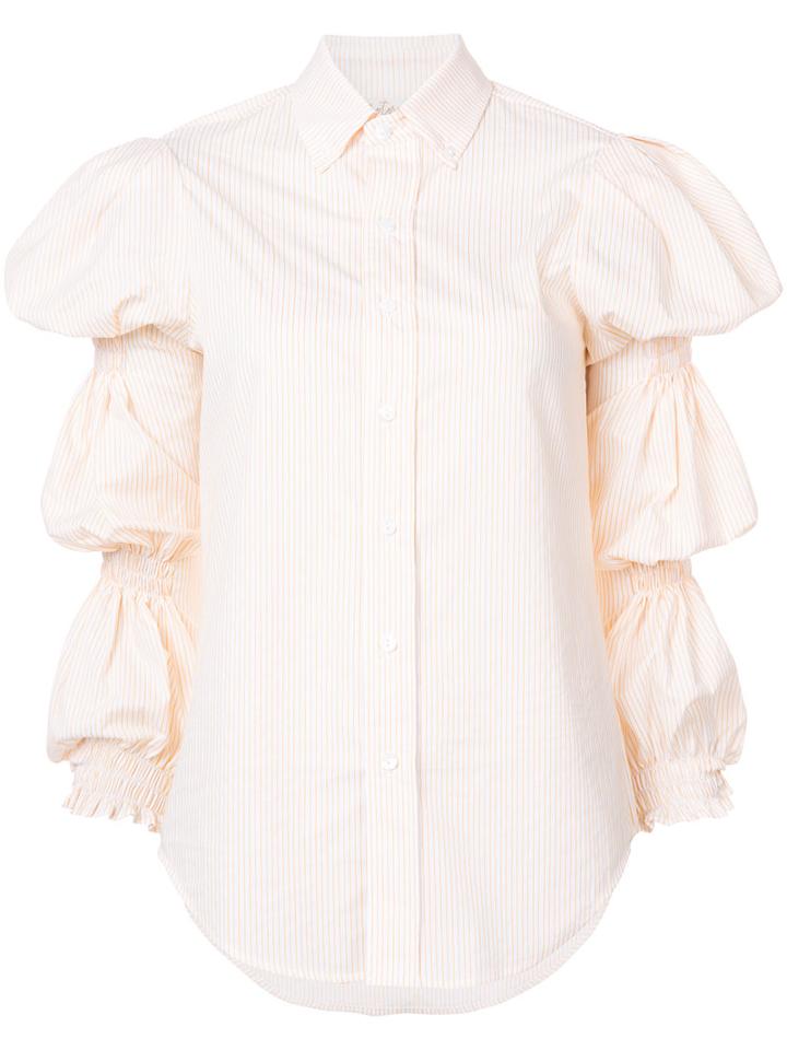 Petersyn - Balloon Sleeves Shirt - Women - Cotton - S, White, Cotton