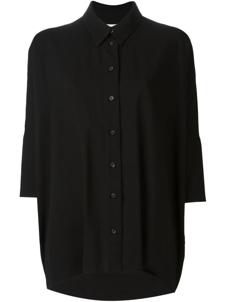 Mm6 Maison Margiela Oversized Shirt, Women's, Size: Large, Black, Viscose