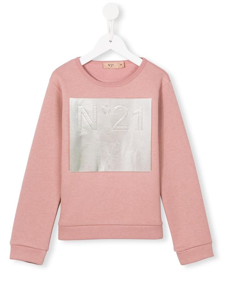 No21 Kids Logo Print Sweatshirt, Girl's, Size: 10 Yrs, Pink/purple