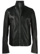 Rick Owens 'mountain' Biker Jacket, Men's, Size: 48, Black, Calf Leather/cupro/cotton