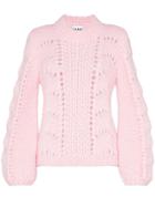 Ganni Julliard Open-knit Mohair And Wool Jumper - Pink