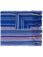 Missoni Zig Zag Knit Scarf, Men's, Blue, Acrylic/wool