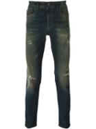 Diesel Black Gold Ripped Detail Slim Jeans, Men's, Size: 30, Blue, Cotton/polyester/spandex/elastane