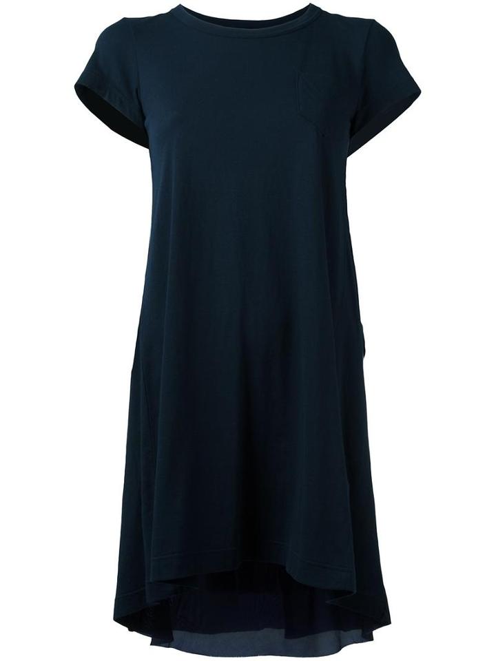 Sacai Cupro Insert Tunic T-shirt, Women's, Size: 2, Blue, Cotton/cupro/polyester