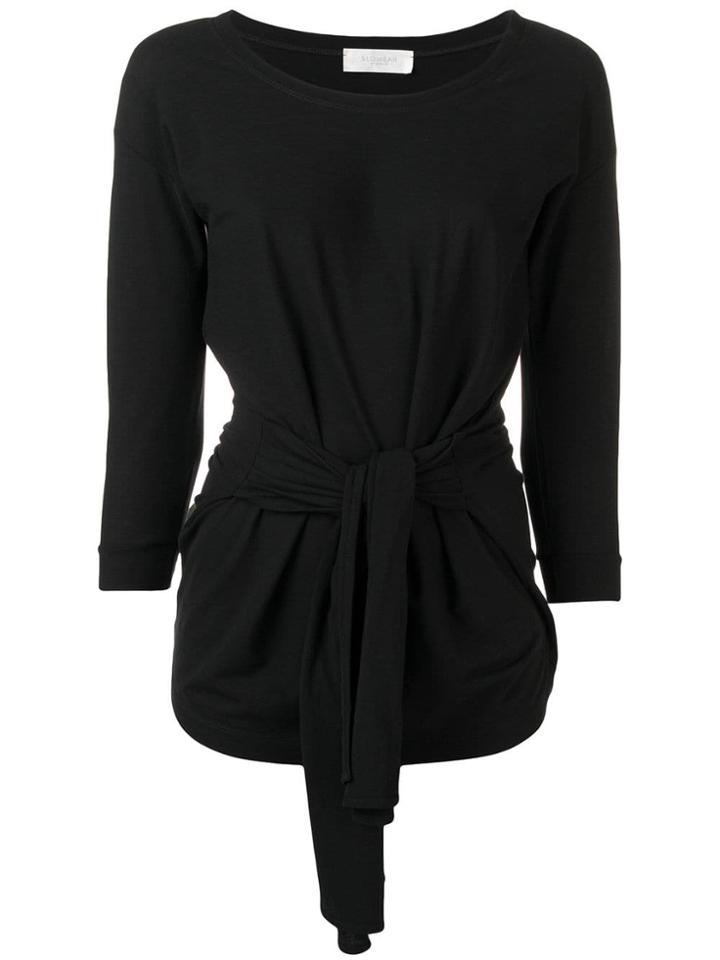 Zanone Tie Front Sweater - Black