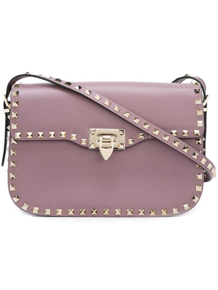 Valentino 'rockstud' Flip-lock Shoulder Bag, Women's, Nude/neutrals