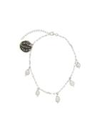 Ancient Greek Sandals Faux Pearl And Coin Anklet - Silver