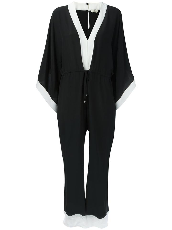 Fendi V-neck Jumpsuit, Women's, Size: 38, Black, Silk