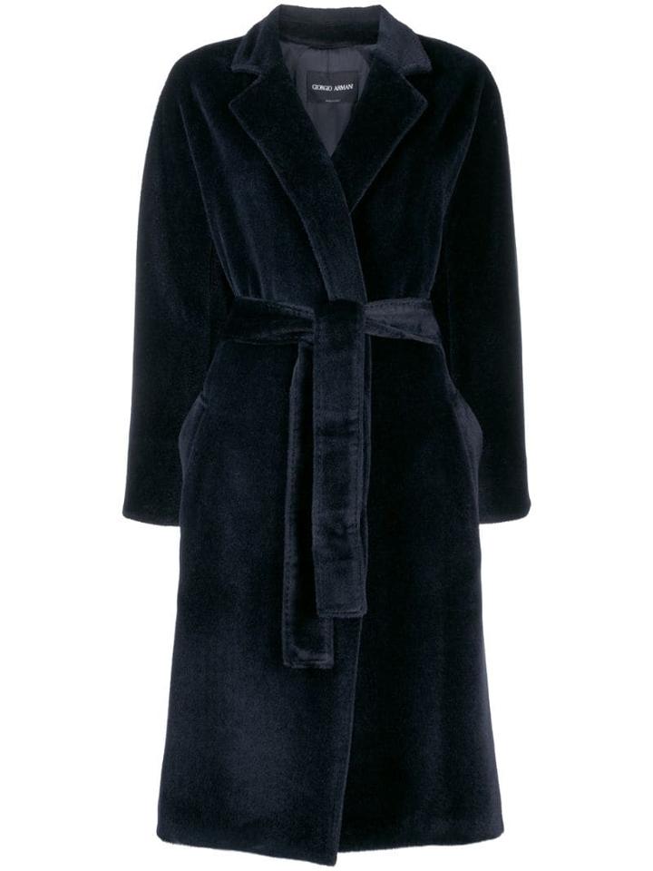 Giorgio Armani Belted Coat - Blue