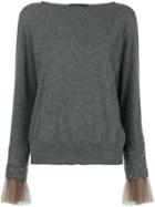 Fabiana Filippi Tulle Cuff Embellished Sweater - Grey