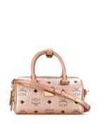 Mcm All Over Logo Print Tote - Pink