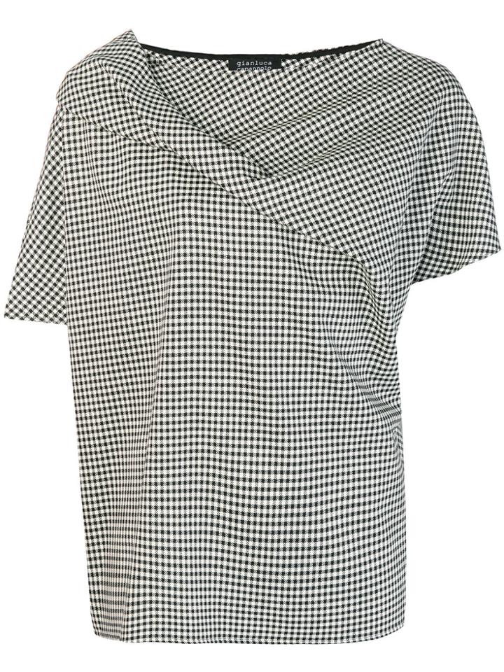 Gianluca Capannolo Vichy Print Draped Blouse - Black