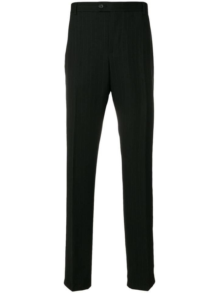 Versace Pre-owned Pinstripe Tailored Trousers - Black