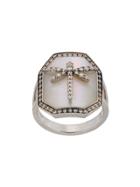 Anapsara Dragonfly Medallion Ring - White Gold
