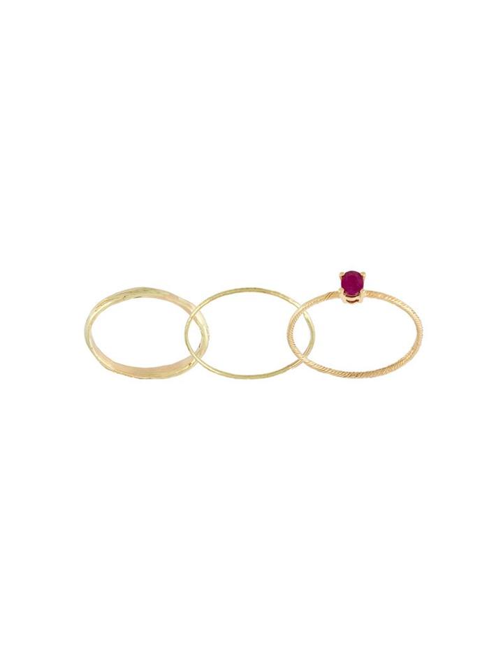 Wouters & Hendrix Gold 'ruby & Diamonds' 3 Rings, Women's, Size: 52, Metallic