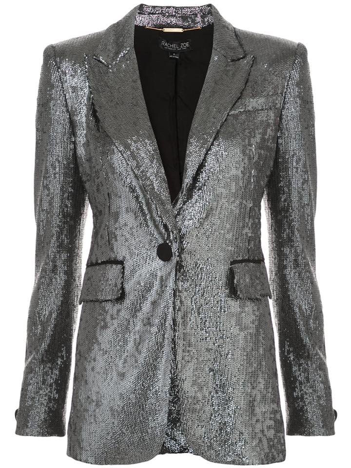 Rachel Zoe Single Button Sequin Jacket - Metallic