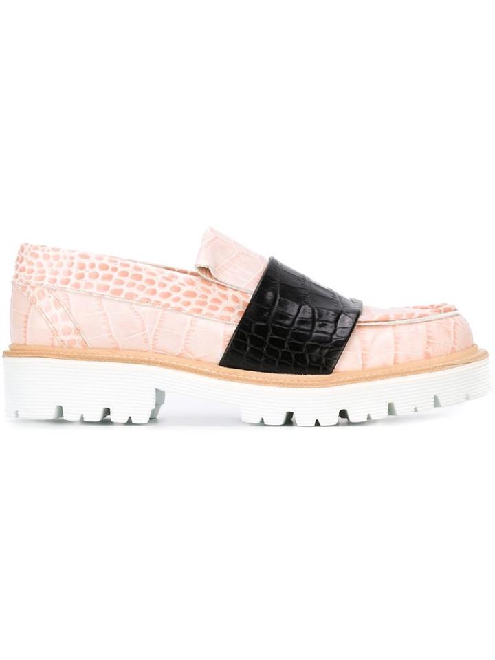 Msgm Snakeskin Black Stripe Loafers