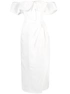 Carolina Herrera Off Shoulder Silk Gazar Dress - White
