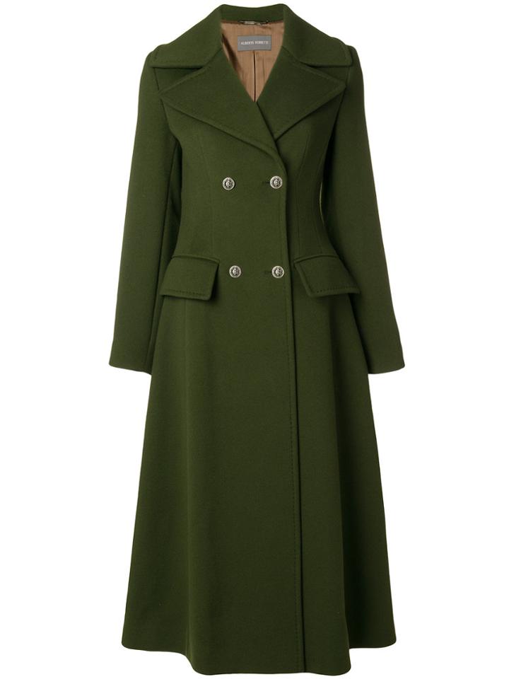 Alberta Ferretti Double Breasted Long Coat - Green