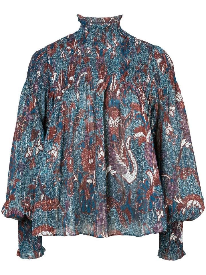 Ulla Johnson Dune Smocked Blouse - Blue