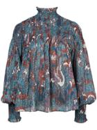 Ulla Johnson Dune Smocked Blouse - Blue