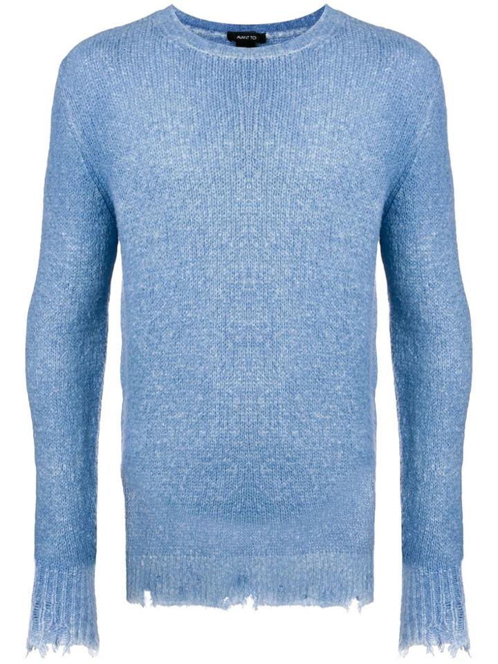 Avant Toi Distressed Hem Jumper - Blue