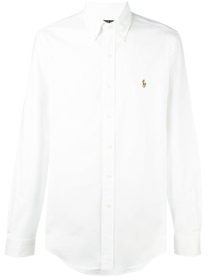 Polo Ralph Lauren Embroidered Logo Shirt, Men's, Size: Medium, White, Cotton/spandex/elastane