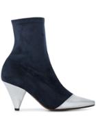 Neous Navy Suede 60 Pointed Ankle Boots - Blue