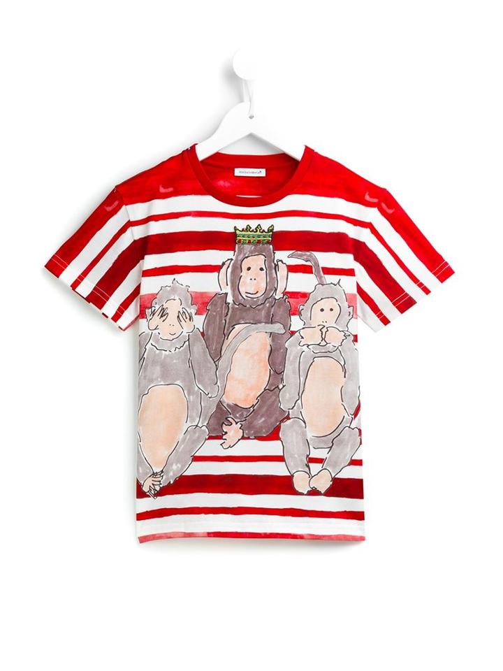 Dolce & Gabbana Kids Painterly Monkey Print T-shirt, Boy's, Size: 10 Yrs, Red