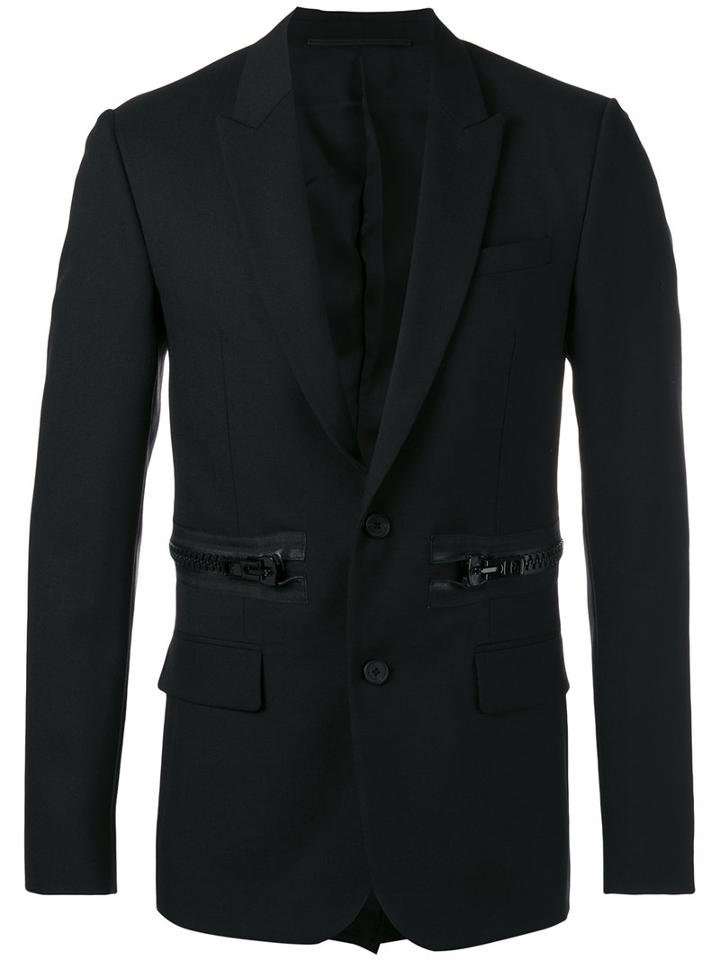 Givenchy Oversized Zip Detail Blazer, Men's, Size: 46, Black, Wool/mohair/viscose/cotton