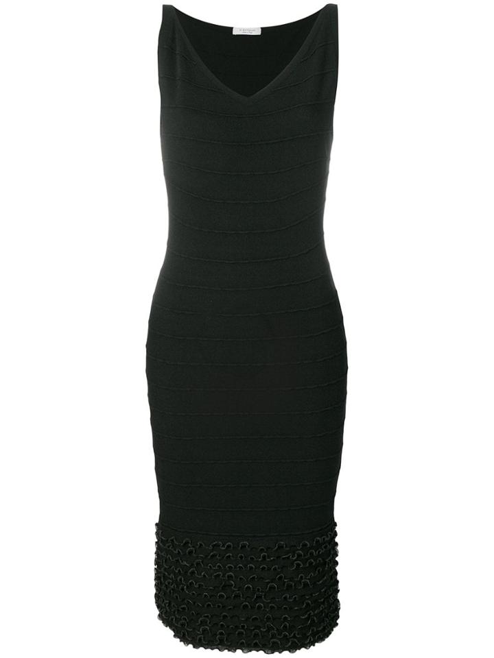 D.exterior V-neck Fitted Dress - 2 Nero