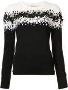 Carolina Herrera Sequinned Floral Pullover, Women's, Size: Medium, Black, Wool/sequin