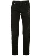 Dolce & Gabbana Distressed Logo Patch Jeans - Black
