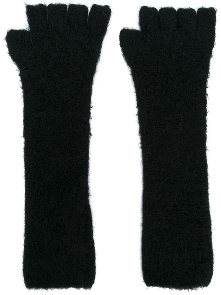 Isabel Benenato Fingerless Gloves, Women's, Black, Polyamide/spandex/elastane/yak/merino