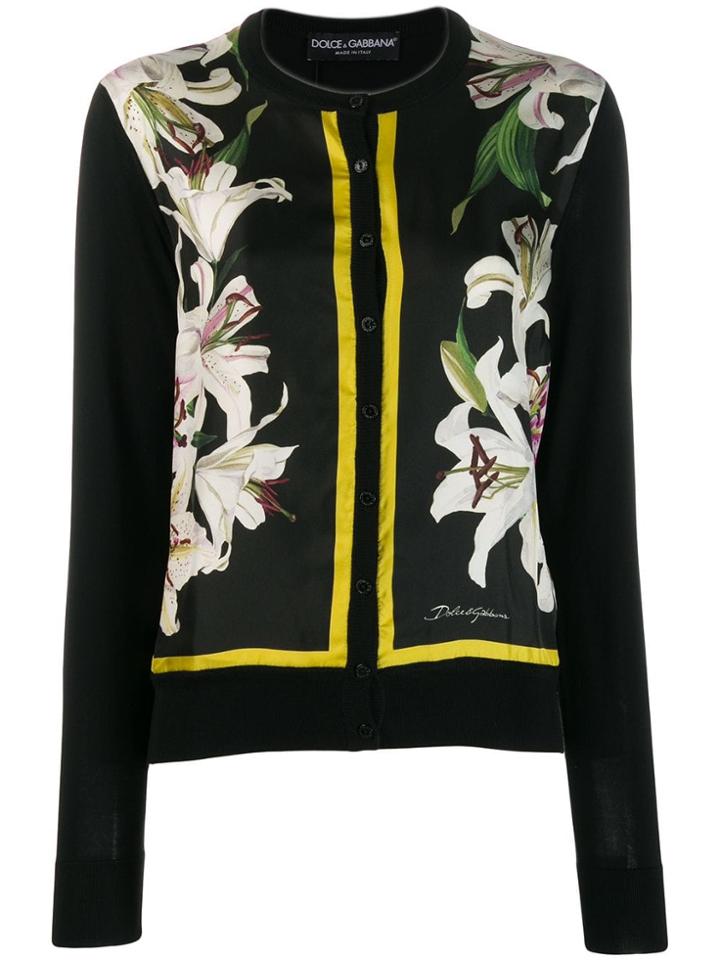 Dolce & Gabbana Lily Print Cardigan - Black