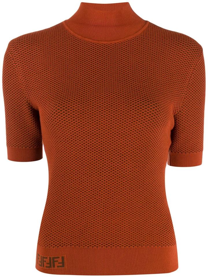 Fendi Double Mesh Logo Pullover - Brown