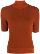 Fendi Double Mesh Logo Pullover - Brown