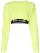 Palm Angels Logo Band Long-sleeved Cropped Cotton T-shirt - Yellow