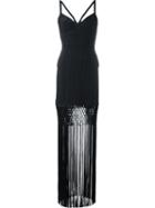 Hervé Léger Fringed Fitted Dress, Women's, Size: Xs, Black, Rayon/nylon/spandex/elastane