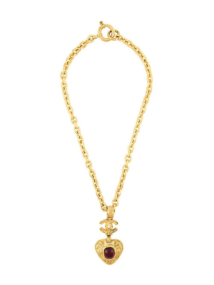 Chanel Vintage Heart Pendant Necklace - Metallic