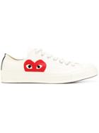 Comme Des Garçons Play Logo Print Lace Up Trainers - Nude & Neutrals