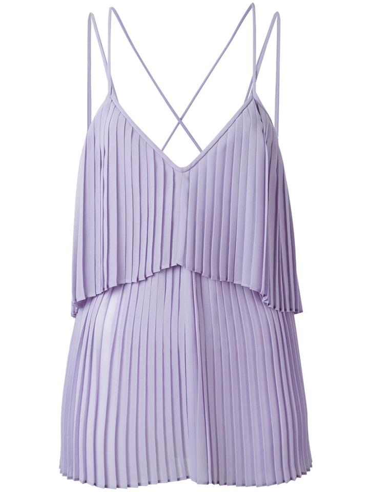 Elie Saab - Pleated Detail Top - Women - Polyester - 40, Pink/purple, Polyester