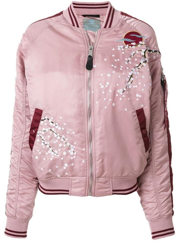Alpha Industries Blossom Detail Bomber Jacket - Pink
