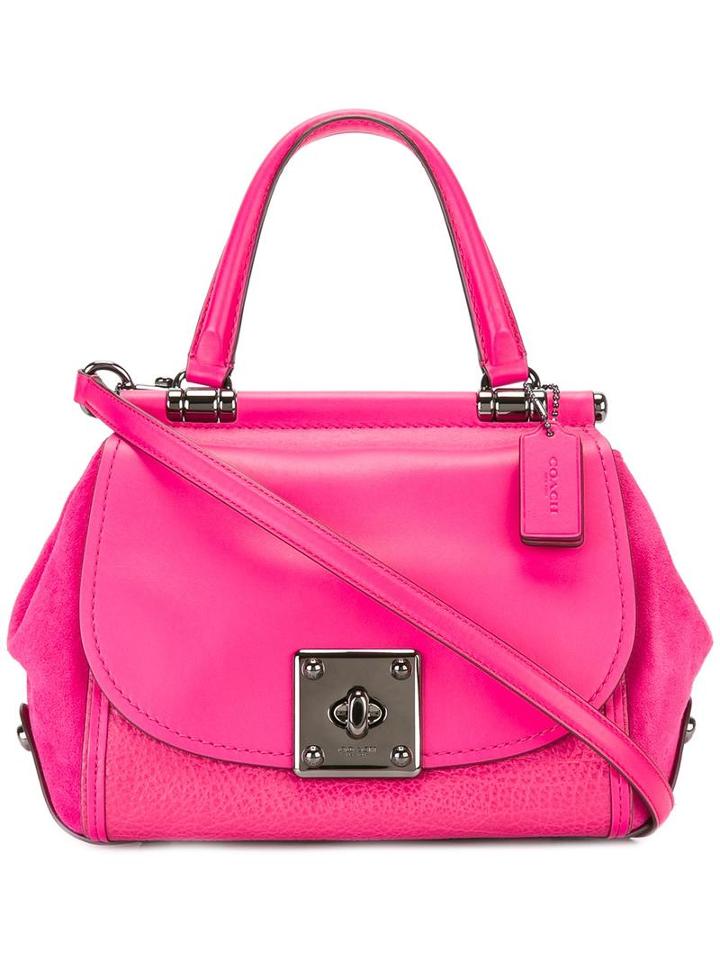 Coach Diamond Shaped Tote Bag, Women's, Pink/purple, Leather